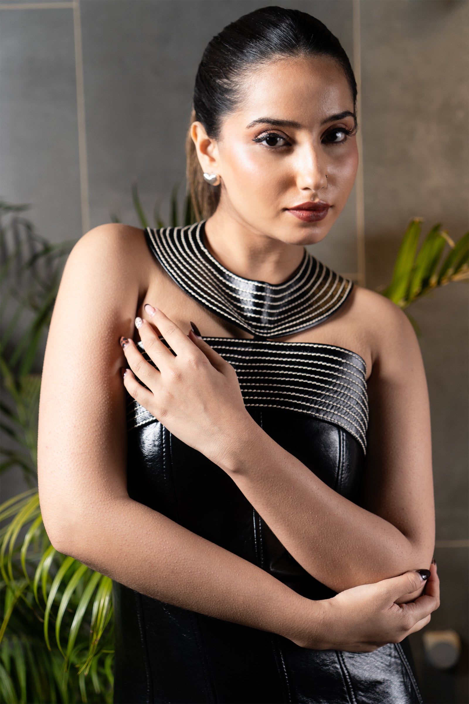 Midnight Edge Stretch Leather Mini Dress