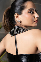 Black Stretch Leather Short Dress