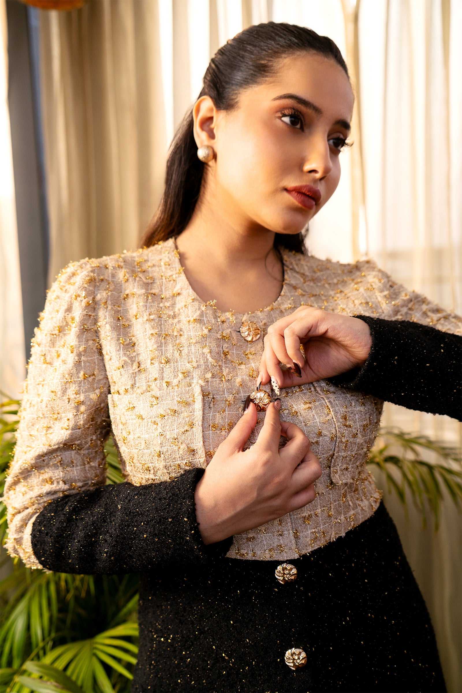 Ivory Noir Tweed Co-ord Set