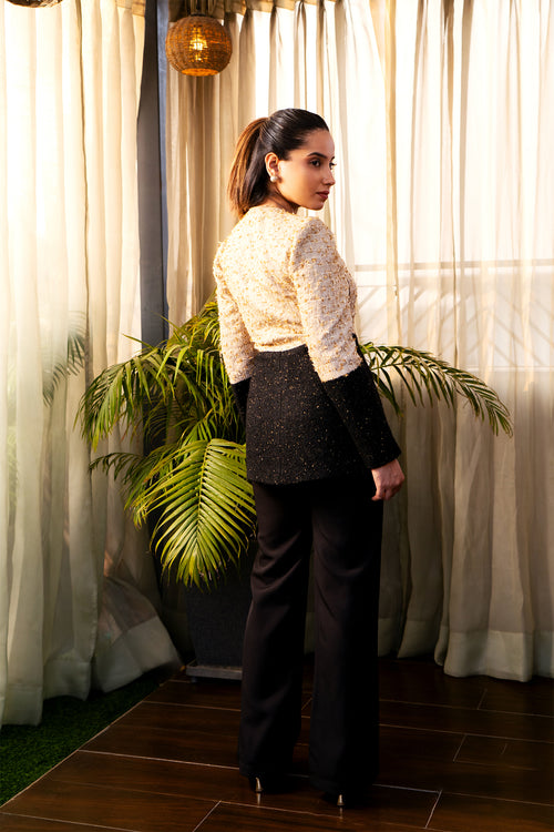 Black Beige Tweed Co-ord Set