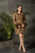 Golden Mocha Tweed Mini Dress