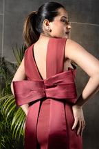 Red Drape Halter Short Dress