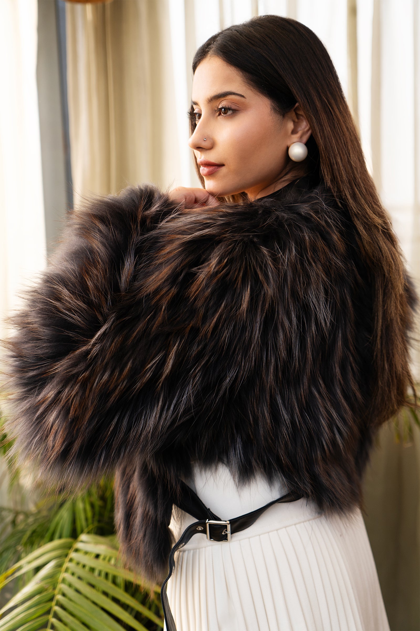 Noir Luxe Faux Fox Fur Jacket