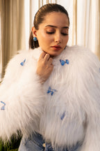 White Butterfly Faux Fur Jacket