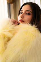 Butter Yellow Faux Fur Cropped Jacket