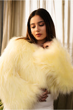 Butter Yellow Faux Fur Cropped Jacket