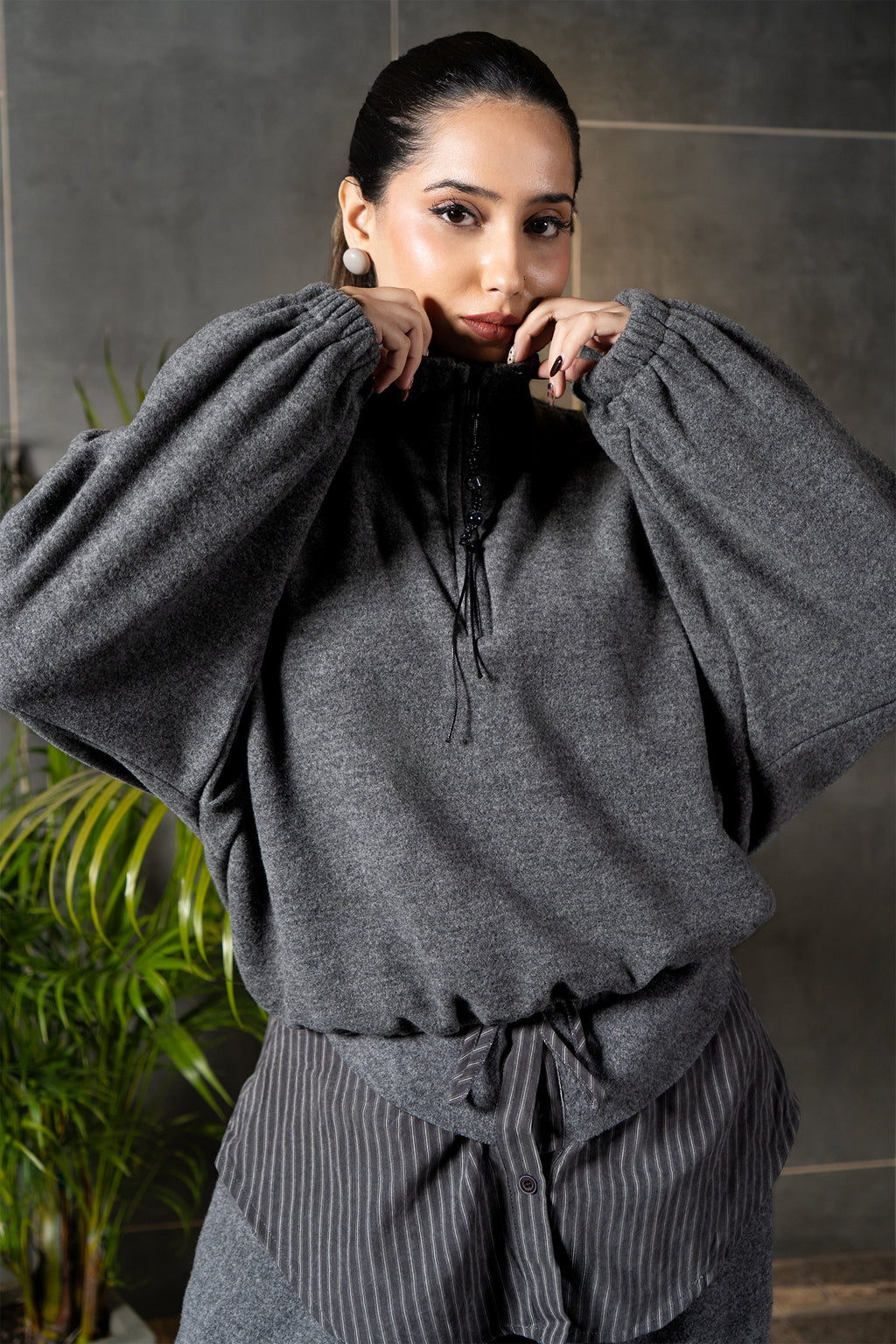 Cloud Grey Fleece Knit Co-ord Set