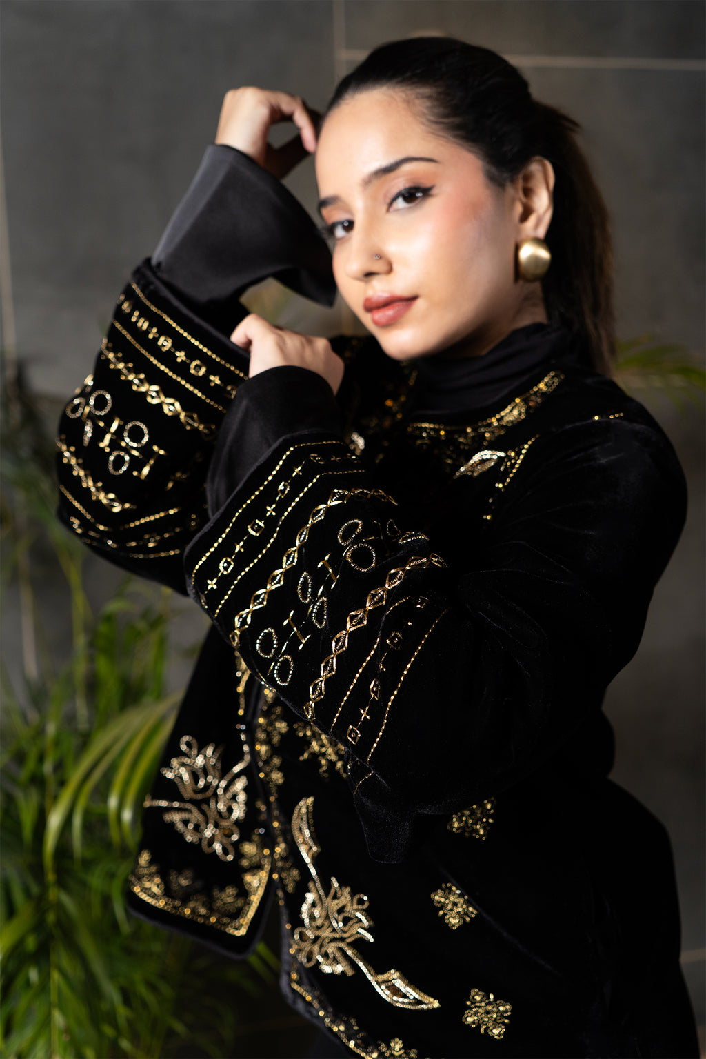 Noir Royale Embroidered Velvet Jacket