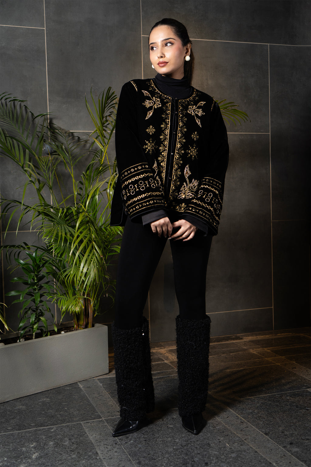 Noir Royale Embroidered Velvet Jacket