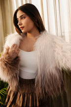 Brown White Ombre Faux Fur Jacket