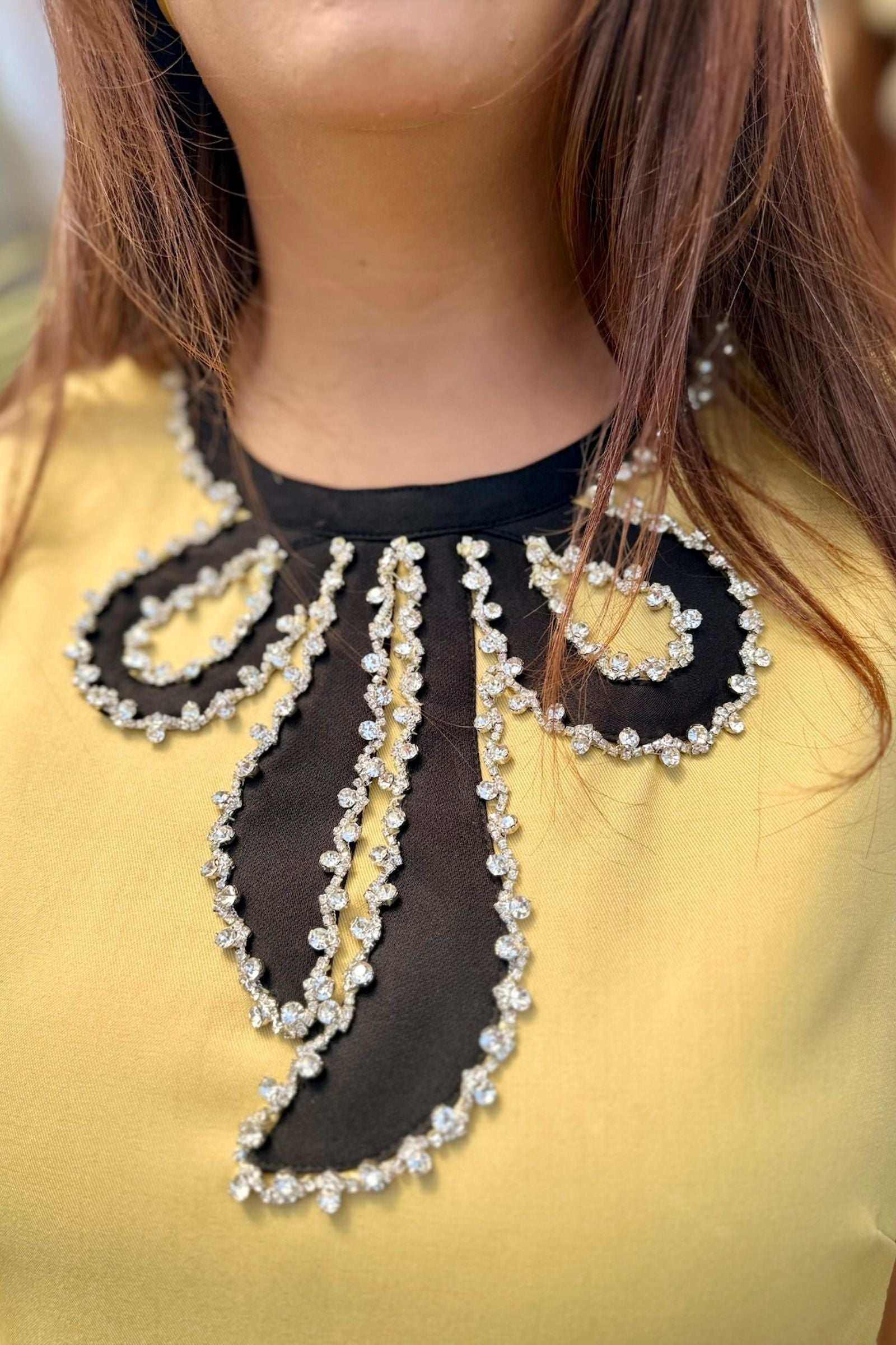 Yellow Sequin Detail Sleeveless Short Dress