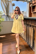 Yellow Sequin Detail Short Dress
