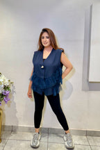 Navy Tulle Ruffle Vest