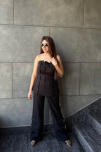 Black Tube Corset Co-ord Set