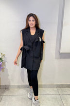 Black Bow Blazer Vest