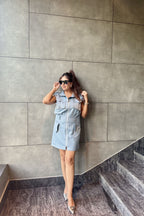 Powder Blue Utility Short Dress