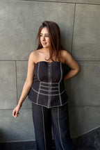 Black Contrast Stitch Co-Ord Set