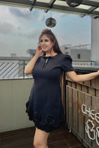 Black Rose Detail Short Dress