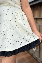 White Polka Dot Bow Short Dress