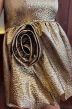 Metallic Gold Rose Short Dress