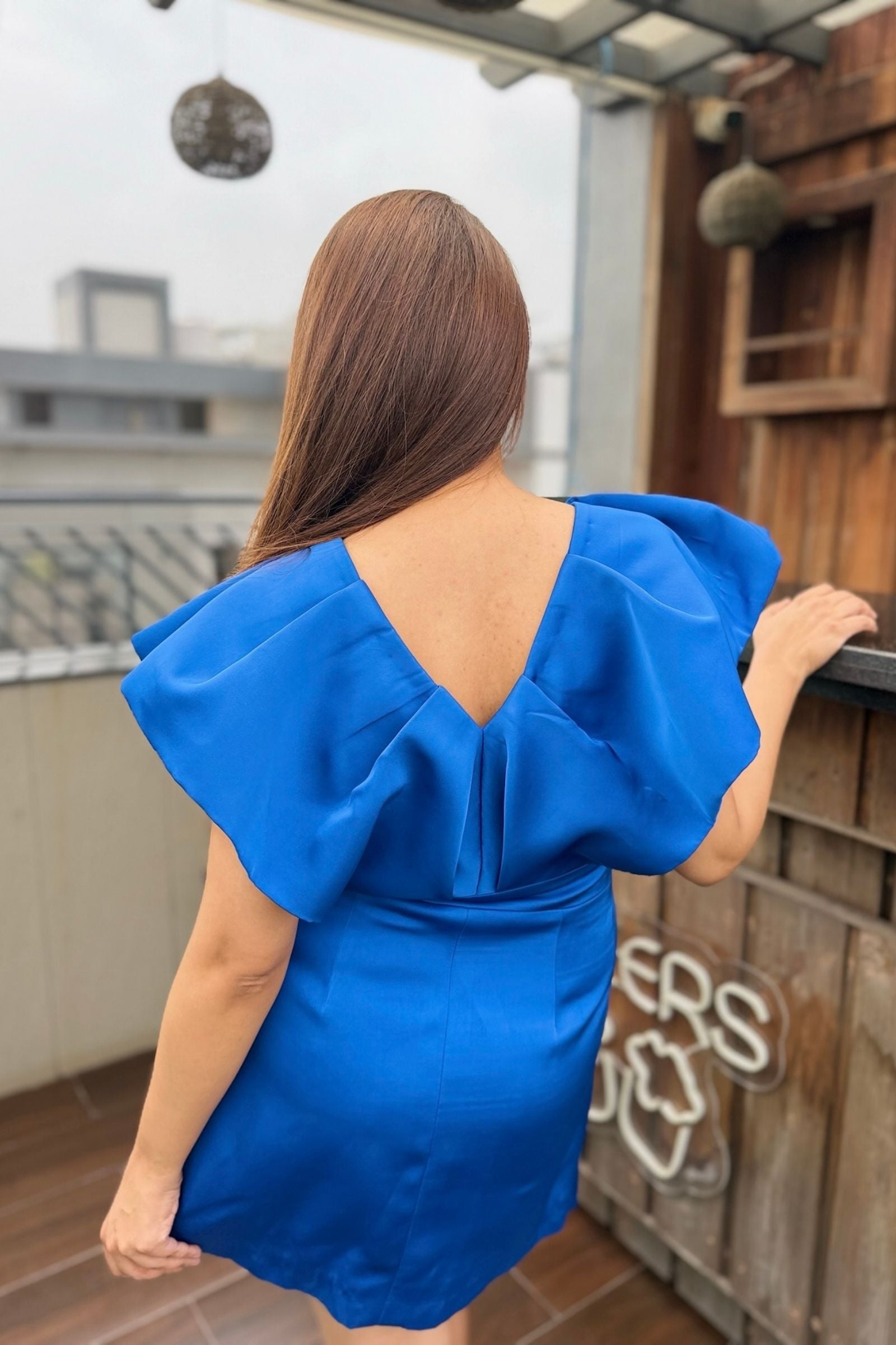 Royal Blue Ruffle Detail Short Dress
