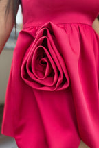 Hot Pink Rose Bubble Short Dress