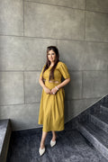 Mustard Cutout Midi Dress