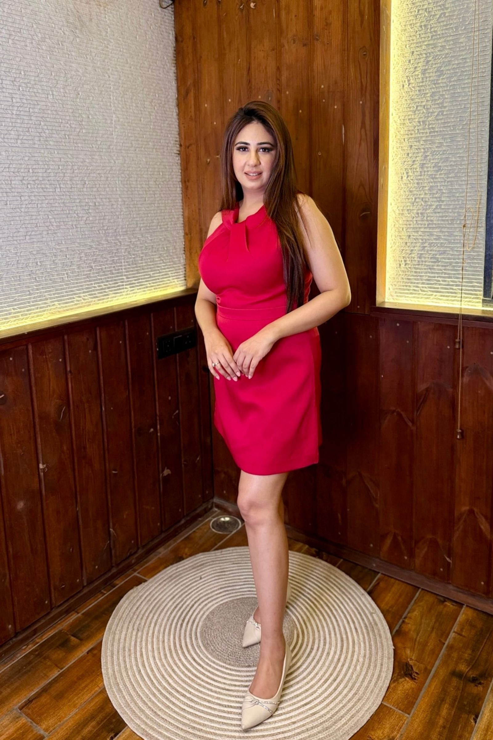 Red Halter Neck Short Dress