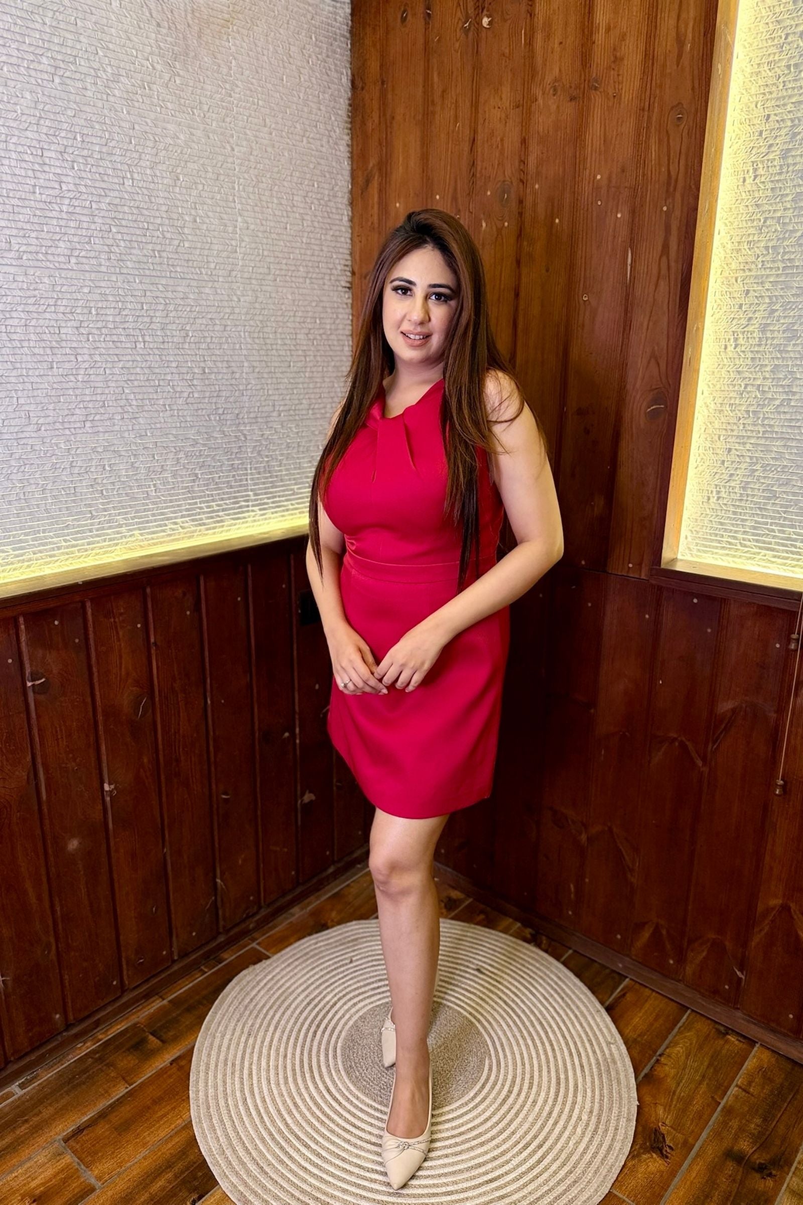 Red Halter Neck Short Dress