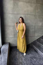 Mustard Halter Maxi Dress