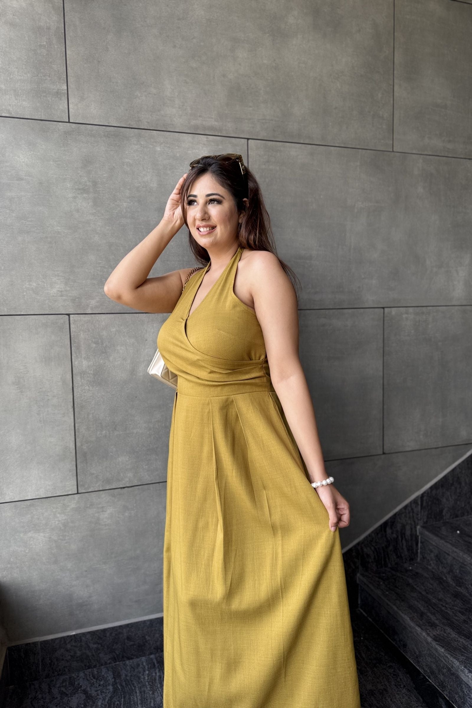 Mustard Halter Maxi Dress
