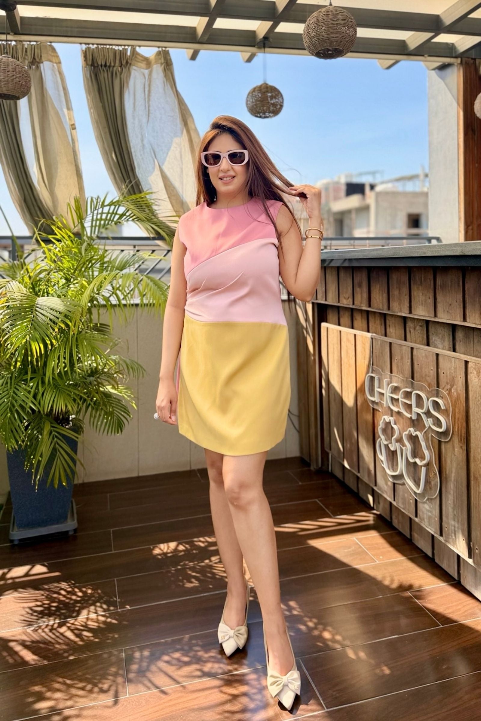 Multicolor Pink Short Dress