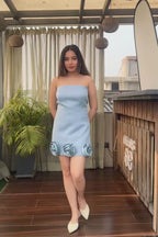 Powder Blue Strapless Short Dress