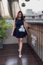 Navy Flower Patch Short Dress